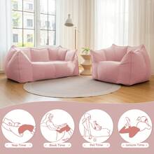 Giant Bean Bag Chair Sofa For Adults Single Sofa/Loveseat With Spacious Design Bean Bag Couch With Armrest, Lounge Lazy Floor BeanBag Chair, Cozy Fluffy Couch For Living Room, Bedroom & Dorm - Baby Pink - View 5