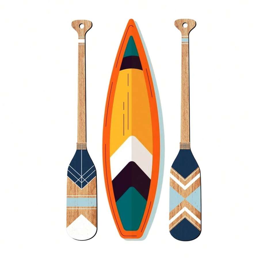 Placas Decorativas - Kit 3 Peças - Remos + Prancha - Multicolorido - Visão 1