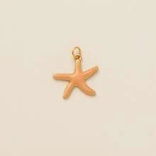 1 buc pandantiv stil oceanic, coajă stea de mare, căluț de mare, coral, stil retro de vacanță, placat cu aur, potrivit pentru coliere brățară DIY, aur electrolizat de 18K, un cadou pentru soții și mame