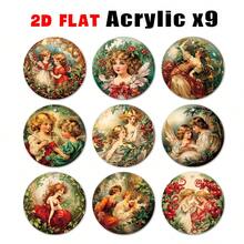 9pcs Acrylic Christmas Ornaments - Victorian Style Angel Festive Hanging Decor For Fireplace, Home & Garden, Round Christmas Tree Decorations, Holiday Party Gifts, Best For Christmas