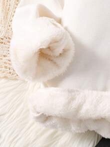 男童卡通印花保暖连帽衫和运动裤套装 - 白色 - 查看 4