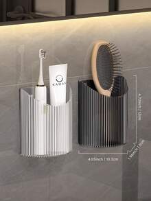 1 pieza Soporte de pared para cepillo de dientes para baño, organizador de ducha adhesivo para cepillo de dientes, cepillo de dientes eléctrico, pasta de dientes, afeitadora, pincel de maquillaje, cosméticos, cubeta adhesiva para pared para taza de pareja/familia