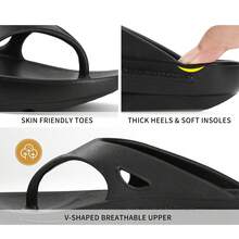 DOGDAN Slip On Recovery Footwear Plantar Fasciitis Flip Flops For Men's Yoga Mat Outdoor Walking Beach  Arch Support Summer Thong Dressy Casual Sandals Comfortable Vacation Essentials - 黑色 - 查看 2