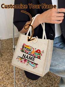 Personalisierbare Tragetasche, personalisiertes Geschenk zum Lehrertag, Thanksgiving-Geschenk, leicht, große Kapazität, lässig, modisch, geeignet für Hochzeit, Geburtstag, Strand, Urlaub, Schultasche, ein tolles Geschenk für Frauen, Mütter, Lehrer, Freunde