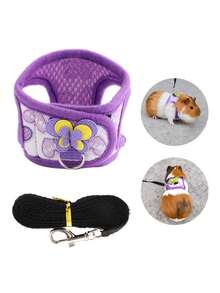 1 Set Adjustable Harness And Leash With Bow Tie - Suitable For Rabbits, Ferrets, Lizards, Guinea Pigs, Hamsters And Other Small Animals