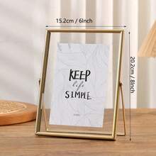 Gold Metal Photo Frame, Acrylic Transparent Front, Modern Minimalist Decor Stand - Gold - View 2
