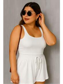 Women's Plus Size Shorts, Summer Style, Light And Loose - Champagne - View 2
