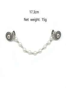 1 Piece Of Vintage Floral Chain Cardigan Clip, Women's Vintage Tassel Button Cape Shirt Collar, Suit Brooch, Jewelry Tassel Chain, Anti Drop Shoulder Shirt Collar Chain