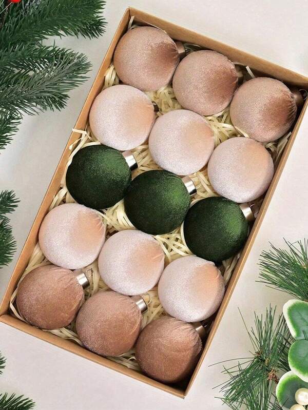 15pcs Christmas Tree Decorations Velvet Balls, Christmas Party Decor Balls, Christmas Hanging Balls, Christmas Ornaments, Christmas Hanging Decor Balls, Suitable For Christmas Tree Scene Decoration Home Decor Christmas Decorations Room Decor Winter