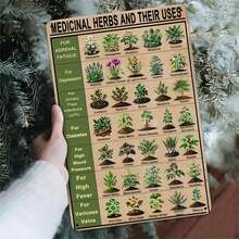 Tin Metal Sign Medicinal Herbs Uses Vintage Botanical Chart Wall Art Decor Home Kitchen Garden Herbal Remedies Poster Adrenal Fatigue Waterproof Weather Resistant Metal Wall Art - Nhiều màu - Xem 1