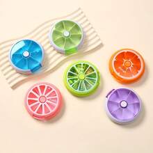 1 pieza Organizador de pastillas de 7 días, Estuche semanal de 7 compartimentos portátil, Pastillero de 7 días mini, Pastillero compacto con forma de naranja, Pastillero portátil ligero, Apto para el hogar y los viajes, Soporte para pastillas con forma de fruta, Estuche giratorio transparente circular para pastillas, Gestión conveniente de medicamentos, Pastillero