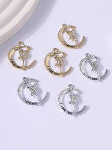 10 piezas/paquete Accesorio creativo con colgante de luna hueca y conejo, collar y llavero DIY