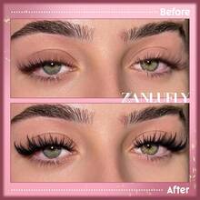 Zanlufly Volume Lash Clusters Spiky Eyelash Clusters 120 Pcs Thick Cluster Eyelash Extensions With Band 10-16mm Handmade Reusable Individual Eyelashes D Curly Lash Extension At Home - 貓眼 - 查看 9