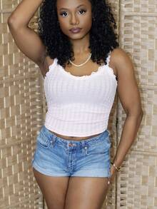 Steph T 可爱的粉色背心，带褶皱蕾丝拼布蝴蝶结，背心，粉色背心，秋季服装，蝴蝶结上衣，可爱的校园上衣，返校上衣 - 粉色 - 查看 2