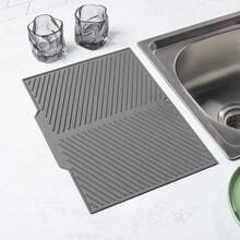 1PC Silicone Drain Mat, Foldable Kitchen Drying Mat, Drain Mat, Fruit, Vegetable, Tableware Drain Mat, Sink Mat, Dining Table Storage Mat, Kitchen Gadget