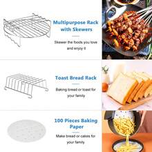 14-Piece Airfryer Accessory Set For Hot Air Fryer, Deep Fryer, Air Fryer, Hot Air Oven, Baking Pan 3.7QT-6.8QT - màu đen - Xem 4