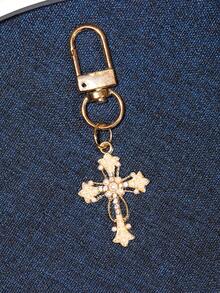 1 pieza Llavero con forma de luna de rhinestone, accesorio de metal de aleación brillante y romántico personalizado, adecuado para teléfono, tableta, auriculares, Kindle, decoración