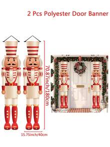 1 Pair Christmas Door Banner, White Nutcracker Soldier Hanging Banner, Gatepost Couplet, Merry Christmas Door Hanging, Welcome Porch Sign, Christmas Party Hanging Ornaments, Christmas Party Decor, Xmas Decor, Christmas Decorations For Home, Christmas Party Favors, Photo Booth Props, Home Decor, Door Decor, Indoor Outdoor Events Supplies, Yard Decor, Festive Family Accessory, New Year Decorations, Winter Decorations