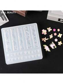 Nail Art Flower Mold, Spring And Summer Flower Design Skirt, Heart-Shaped Three-Dimensional Nail Art Carving Mold, Frangipani, Cherry Blossom, Rose, Five-Petal Flower Silicone Mold