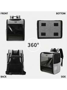 DOGAT Zaino pieghevole per animali domestici, per gatti e cani di piccola taglia, borsa da trasporto traspirante con finestre in rete, diverse opzioni di trasporto, fino a 7 kg - Grigio - Visualizzare 3