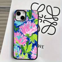 Fundas y carcasas protectoras con diseño de flores en acuarela, con orificios grandes, compatibles con phone 16 Pro, 16, 15 Pro, 14, 14 Plus/14 Pro, 13, 13 Pro, 12 Pro y 11/11 Pro. Regalos para cumpleaños y celebraciones. - Negro - Ver 5
