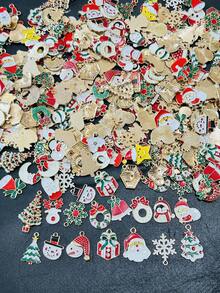 20/50/100 PIEZAS Surtido aleatorio (aproximadamente 20 estilos) Encantos con temática navideña de DIY, cuentas y colgantes de aleación de zinc para Navidad para hacer pendientes, collares, pulseras y llaveros