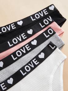 4SETS Romantic Ribbed Bra And Panty Set, Comfortable Wireless, Simple And Casual, Adjustable Shoulder Straps, Sporty Women's Lingerie Set - Multicolor - View 5