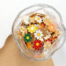 20-100pcs 23*20mm Multi-Color Small Daisy Enamel Zinc Alloy Pendant, DIY Jewelry Accessories, Suitable For Hair Accessories, Keychains, Bag Charms