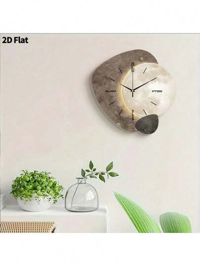 1pc Moderne Luxe Silent Wand Clock, No Lighting, Powered By Quartz Movement, Asymmetrical Wooden Battery Operated (Batteries Not Included), Home, Kitchen, Bedroom, Cafe, Music Room Friends view 10