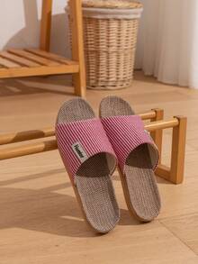 Rosa Leinen Damen Hausschuhe, atmungsaktiv & bequem für Innenräume, offene Zehenpartie, rutschfeste EVA-Sohle, leicht & langanhaltend, geeignet für den Herbst