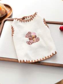 1 pieza Ropa para mascotas, Ropa para perros/gatos para Poodle, Teddy, perros y gatos pequeños, casual y de moda, lindo y cómodo, nuevo chaleco con diseño de oso de helado