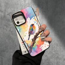 Fundas y carcasas protectoras con orificios grandes, diseño de colibrí en acuarela, compatibles con phone 16 Pro, 16, 15 Pro, 14, 14 Plus/14 Pro, 13, 13 Pro, 12 Pro y 11/11 Pro. Ideales para cumpleaños y celebraciones. - Negro - Ver 2