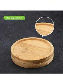 6 件套竹制杯垫（带盖和支架），适用于咖啡桌，盆栽木质杯垫，桌面保护，乔迁礼物，方形/圆形竹制盆栽杯垫，饮料托盘，桌面植物保护，家庭办公室装饰，DIY 马赛克竹制杯垫，空白底座，饮料杯垫，植物杯垫，艺术盘子 - 木質色 - 查看 9