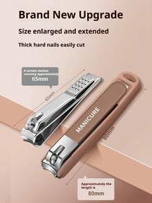 Large Nail Clippers, Splash-Proof Nail Scissors, And Glass Nail File Set, Manicuring Tool Set For Both Men And Women, Specifically Designed For Hard Nails - Brown - View 2