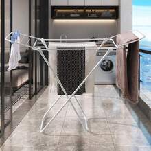 1 szt. suszarka do ubrań, składana suszarka domowa z podwójnymi skrzydłami, wolnostojąca duża suszarka do prania z regulowanymi skrzydłami, 12 drążków do suszenia, klipsy do skarpet, suszarka na koce, stojak do przechowywania, minimalistyczny, oszczędzający miejsce, biały