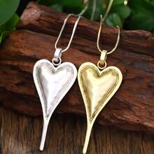 Bohemian Big Heart Pendant Necklace For Women's Vintage Simple Gold Color Silver Color Metal Girl Fashion Birthday Jewelry Gift - 金色 - 查看 1