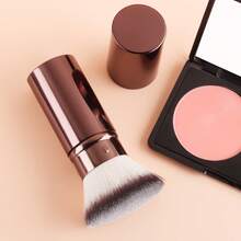 Long Aluminum Tube Retractable Brush, Professional Fluffy Contouring Brush, Precise Shaping Blush & Foundation Brush, Portable & Durable Makeup Tool