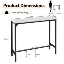 GOFLAME 120cm Bar Table Counter Height Table With Footrest-White - White - View 2