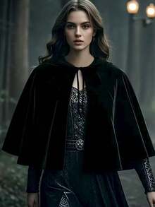 1 Chiếc Mũ nhung đen biểu diễn tiệc Giáng sinh 60cm23,62in, Áo choàng ngắn, thích hợp cho nhiều loại đạo cụ biểu diễn sân khấu hóa trang tiệc lễ hội - màu đen - Xem 1