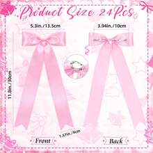 24 Pcs Pink Satin Ribbon Bows, Christmas Tree Bows Wreath Bows Rustic Large Tree Topper Bow For Door Windows Xmas Home Wedding Decorations Indoor Outdoor Christmas Decorations Winter Room Decor