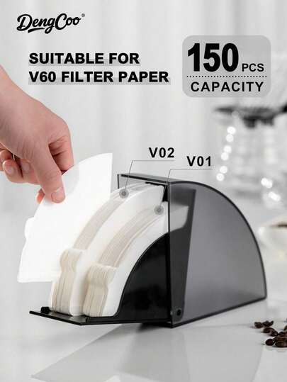 Dengcoo 1 st. dubbel solfjäderformad svart filterpapperslåda - förvaringsfodral för kaffefilter, espressotillbehör - perfekt för förvaring av filter, idealisk för kaffeentusiaster