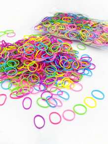 600/1200pcs Colorful Elastic Hair Ties, Random Color, Hair Accessories Head Accessories - Blue - View 3