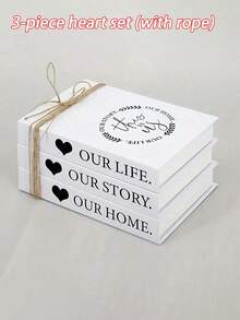 三件套时尚仿书装饰摆件,豪华装饰书,客厅装饰假书(带收纳功能),咖啡桌装饰书,现代装饰书,可堆叠展示书,教育用品(含绳),生日和毕业最佳礼物 - 彩色 - 查看 10