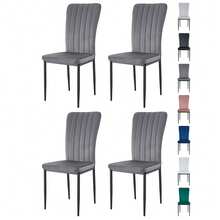Mcc Direct Set Of 2 Dining Chairs, Velvet High Back Kitchen Chairs With Upholstered Soft Seat And Metal Legs For Home, Office, Dining And Reception - Elle - Pink - View 1