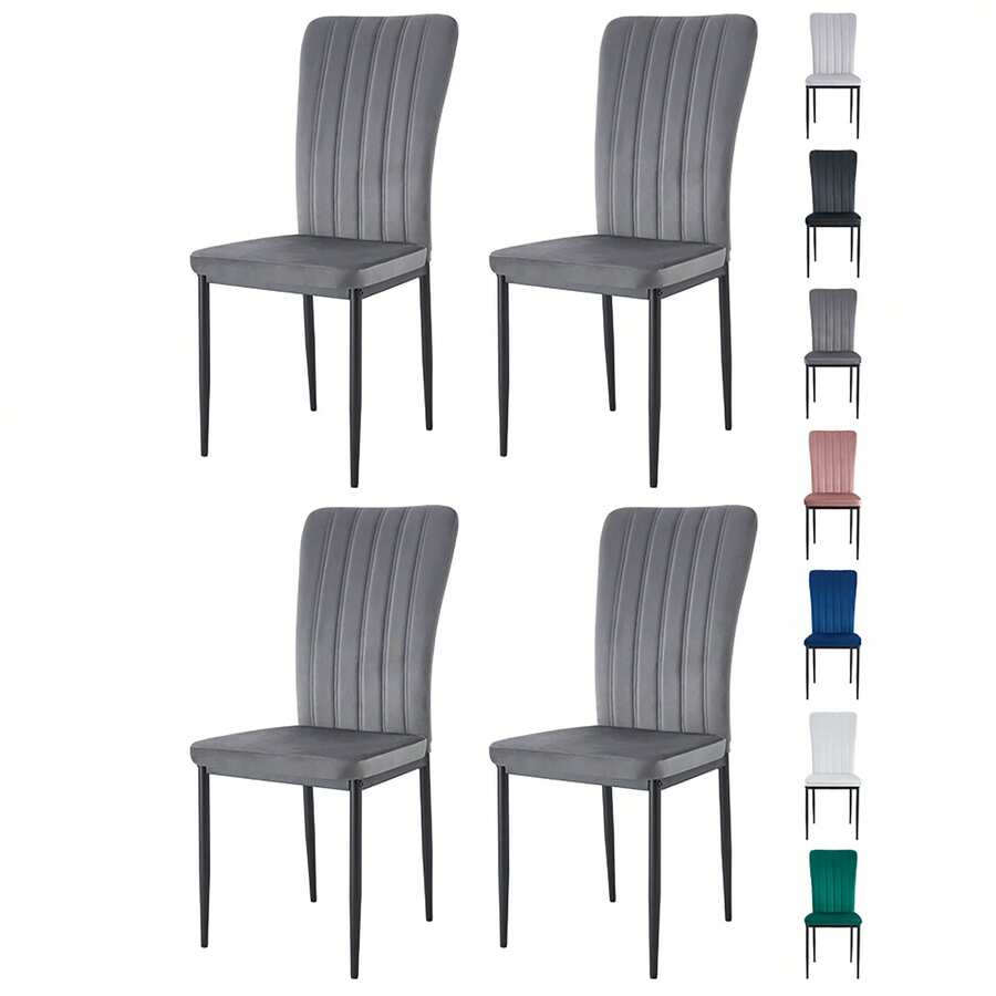 Mcc Direct Set Of 2 Dining Chairs, Velvet High Back Kitchen Chairs With Upholstered Soft Seat And Metal Legs For Home, Office, Dining And Reception - Elle - Pink - View 1