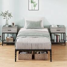 Twin Size Platform Bed Frame, Base de Cama Individual de Metal Altura, Estructura Baja con Soporte de Lamas de Acero, Sin Ruido, Sin Necesidad de Box Spring - Mellizo - Ver 7