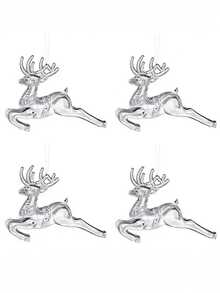 4 buc decorațiuni de Crăciun suspendate cu reni - ornamente pandantive acrilice cu reni, decor transparent suspendat cu reni pentru bradul de Crăciun, acasă, petrecere, cadouri de festival