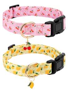 1pc Or 2pcs Fruit Patterns Adjustable Soft Dog Collar With A Little Fruit Charm For Small Medium Large Dogs Buckle Summer Spring Pet Collar For Indoor And Outdoor