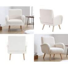 Chairus Armchair For Living Room Chenille Accent Chair Single Upholstered Lounge Tub Chair With Wooden Legs