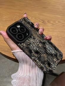 1 Peça Capa de Telefone Vintage com Padrão de Pele de Cobra, Listras Verticais Bicolores, Couro Sintético de Alta Qualidade, Anti-Queda, Anti-Impressão Digital e à Prova de Choques, Compatível com Apple e Outros Modelos - Multicolorido - Visão 5